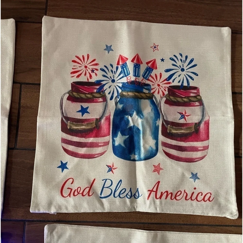 4TH OF JULY “LET FREEDOM RING” truck bicycle,gnomes pillow cushion covers